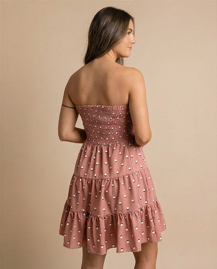 00818 Vestido Strapless Polka D