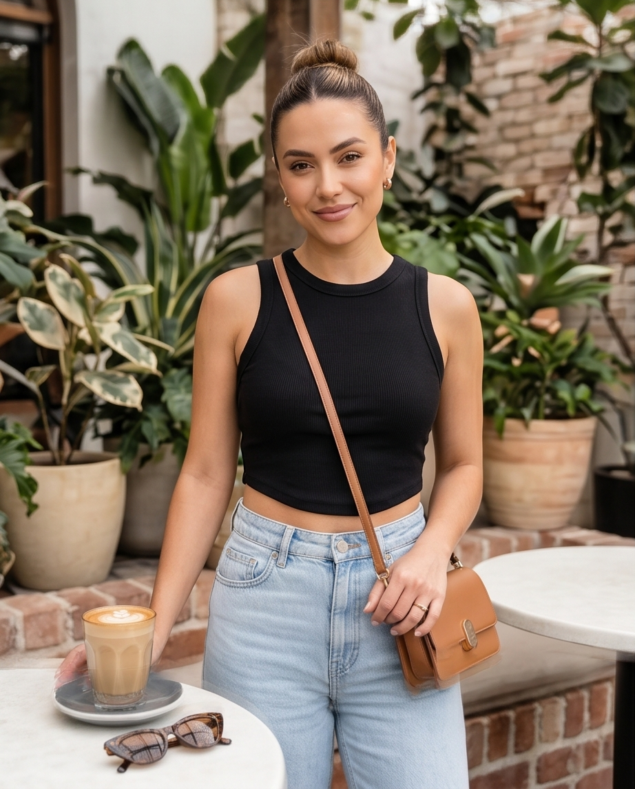 0099 Helena Crop Top Negra