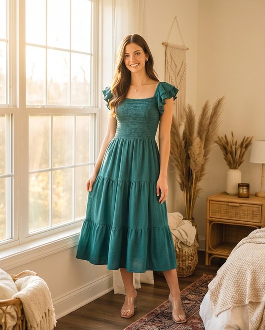 00509 MIDI Dress Alberta Verde Esmeralda