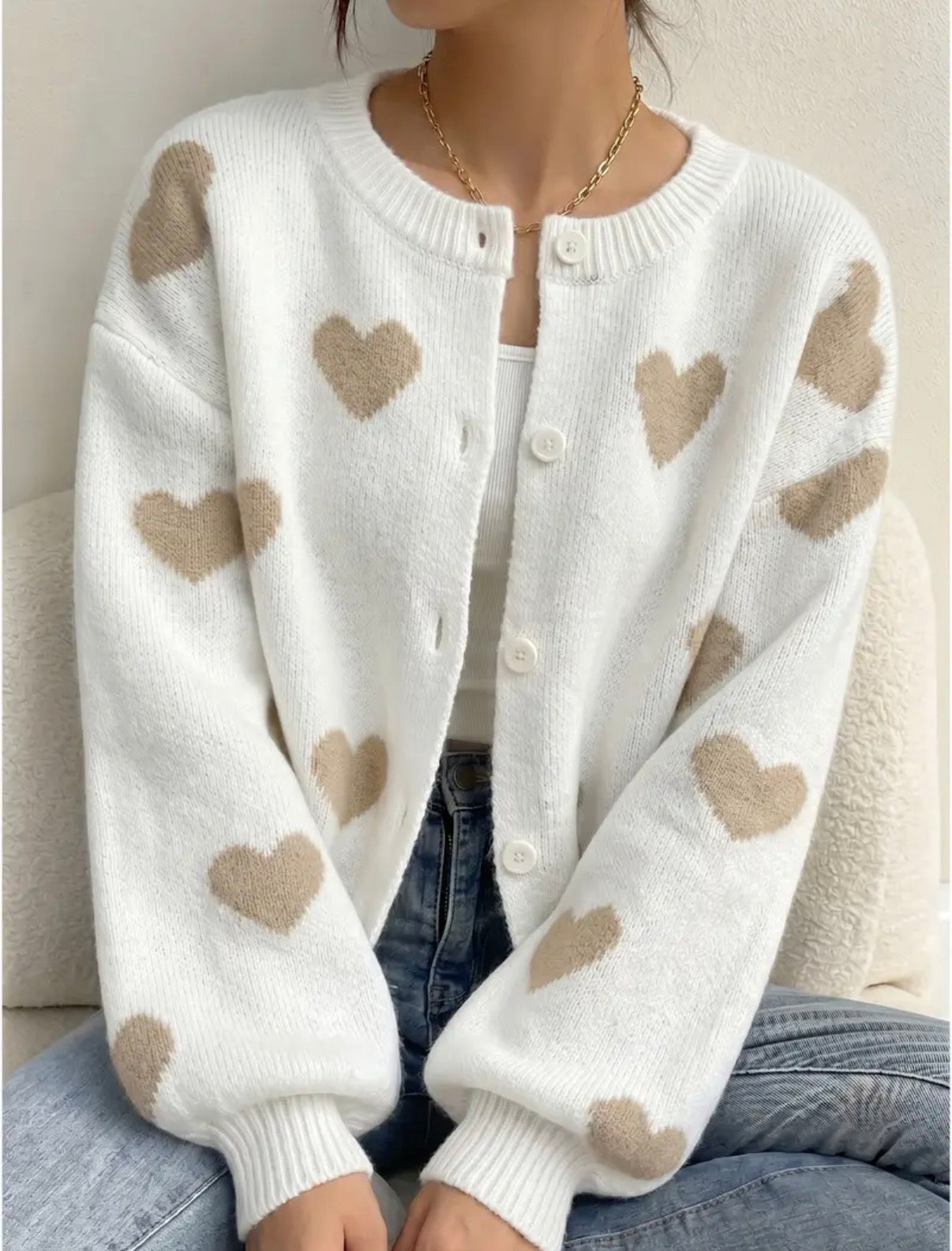 0091  Abrigo blanco corazones botones
