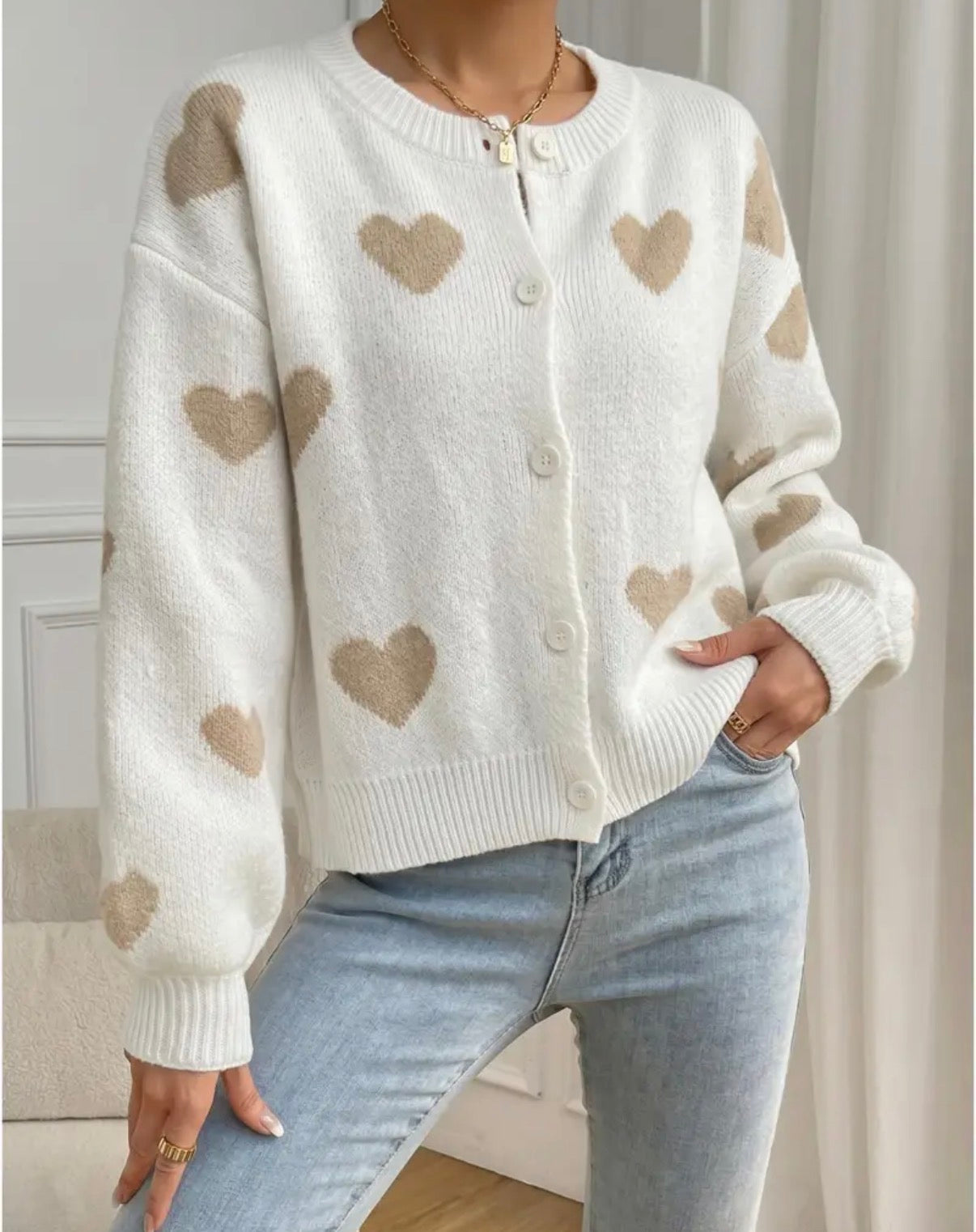 0091  Abrigo blanco corazones botones