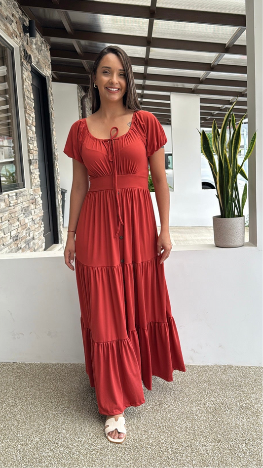 /336 Maxi Vestido Olivia Terracota
