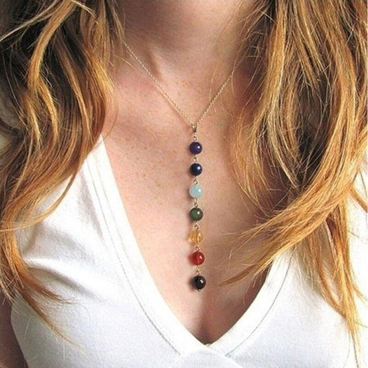 /215 Collar 7 chakras en acero inoxidable