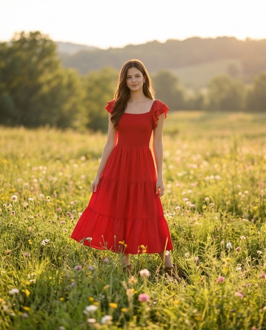 00509 MIDI Dress Alberta Rojo