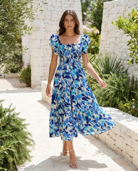00509 MIDI Dress Alberta Floral Azules