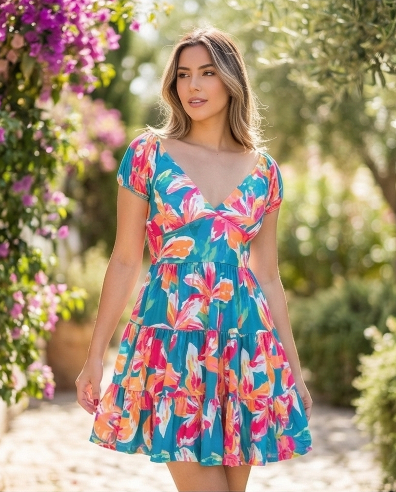 00849 Vestido Gabrielle Full Color Flower