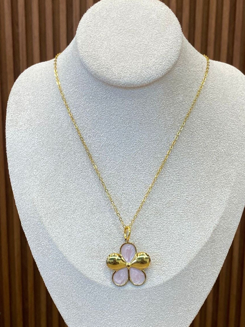 000122 Collar Flor Grande Acero Inoxidable