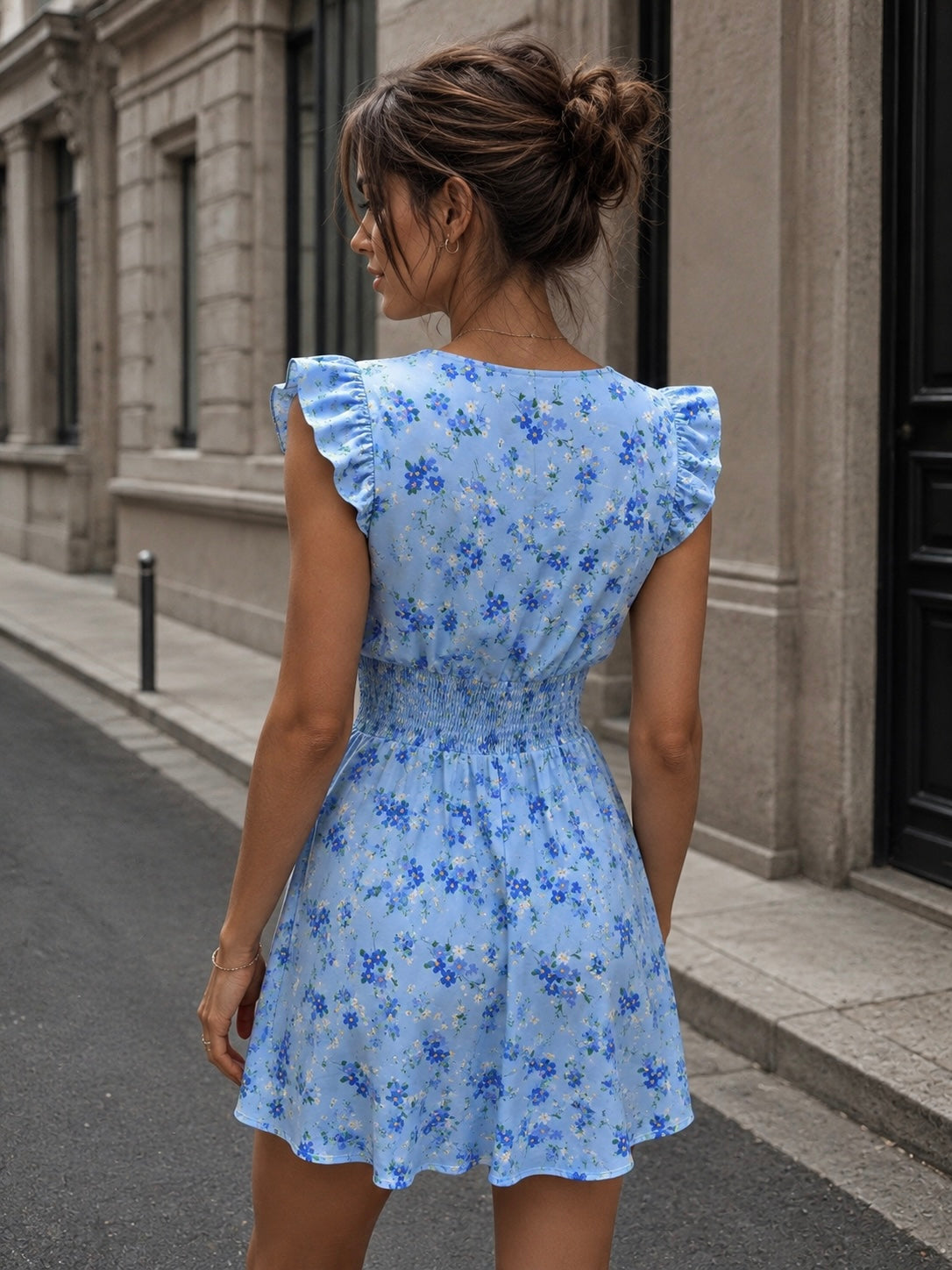 00862 Vestido Tara Flores Celeste