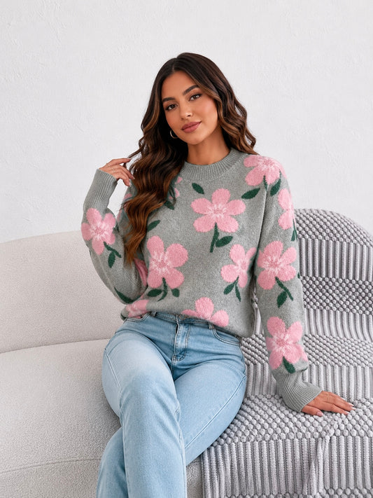 0055 Abrigo Gris con Flores