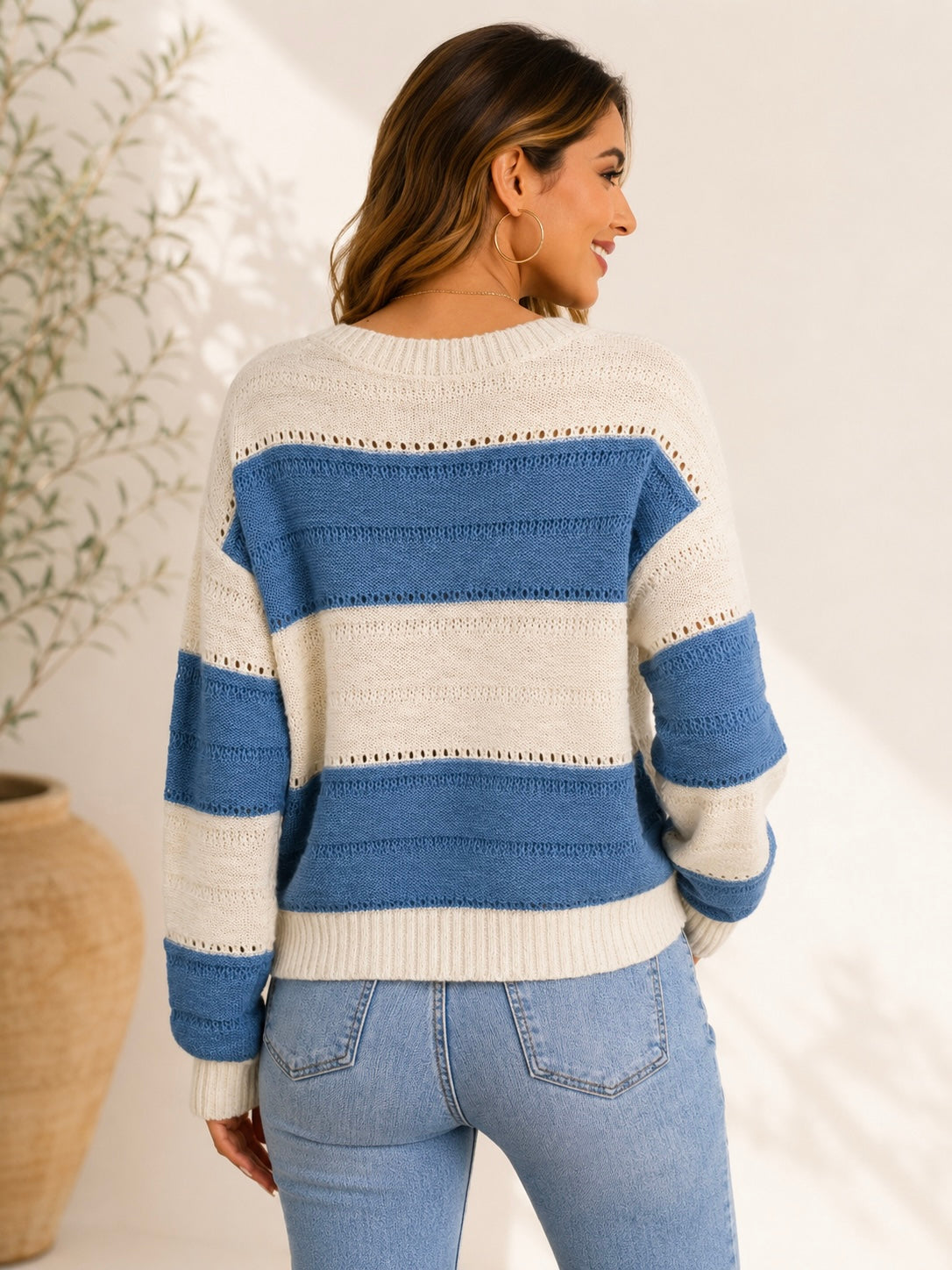 432  Abrigo Liviano Rayas Celeste Tejido ( one size )