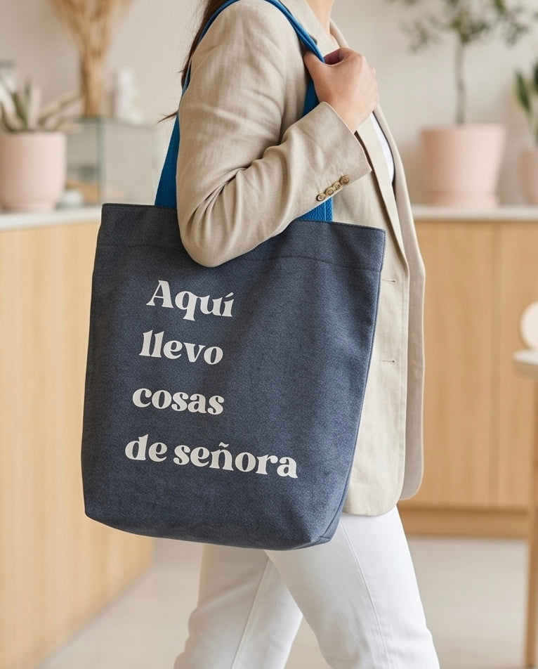00602 Bolso HD Azul Aquí Llevo Cosas de Señora