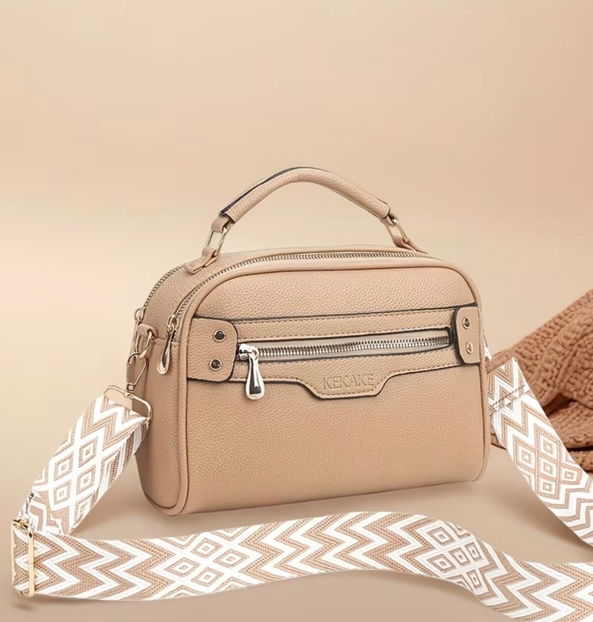 00169 Bandolera Celeste / Beige / Negro Kekake