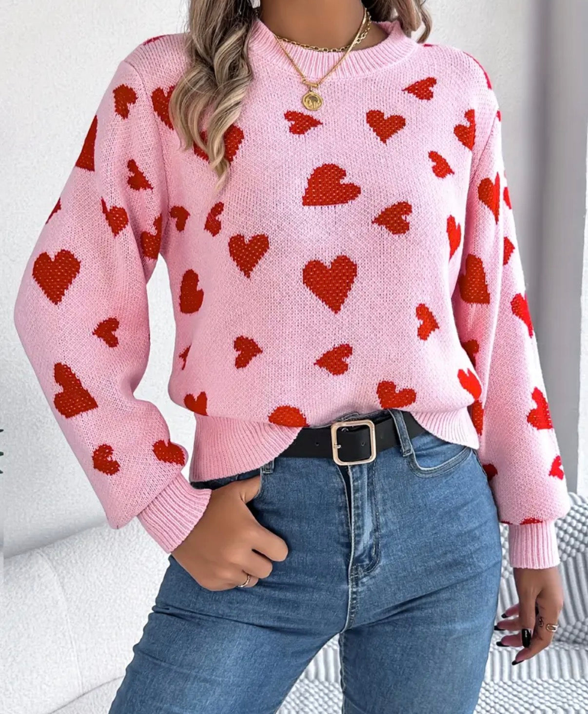 0091  Abrigo rosado con corazones