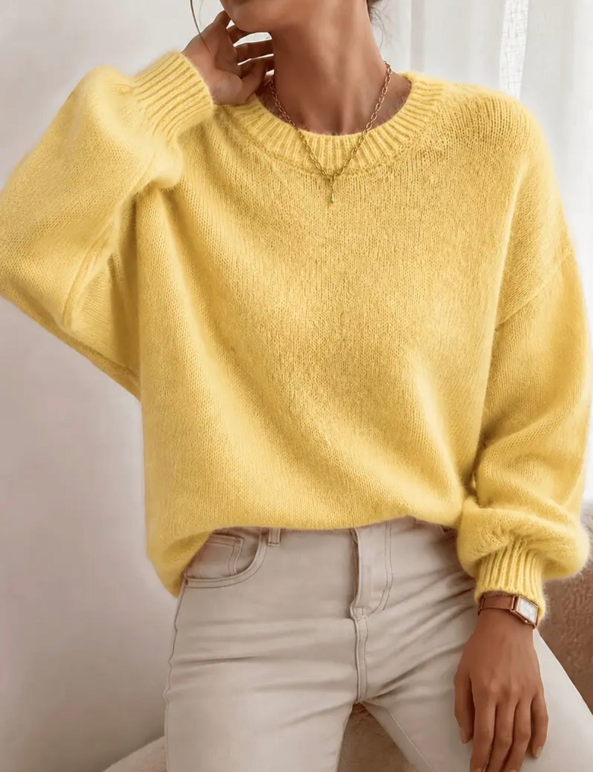 436 Abrigo tejido algodón de azúcar amarillo  ( one size )
