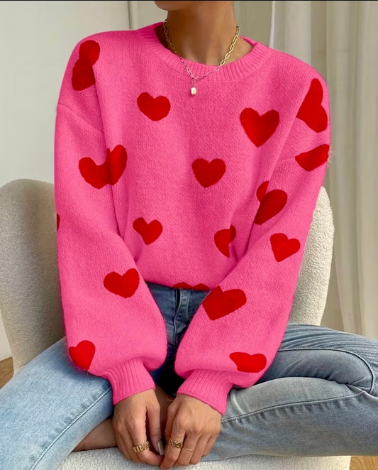 0054 Abrigo Corazones Fucsia