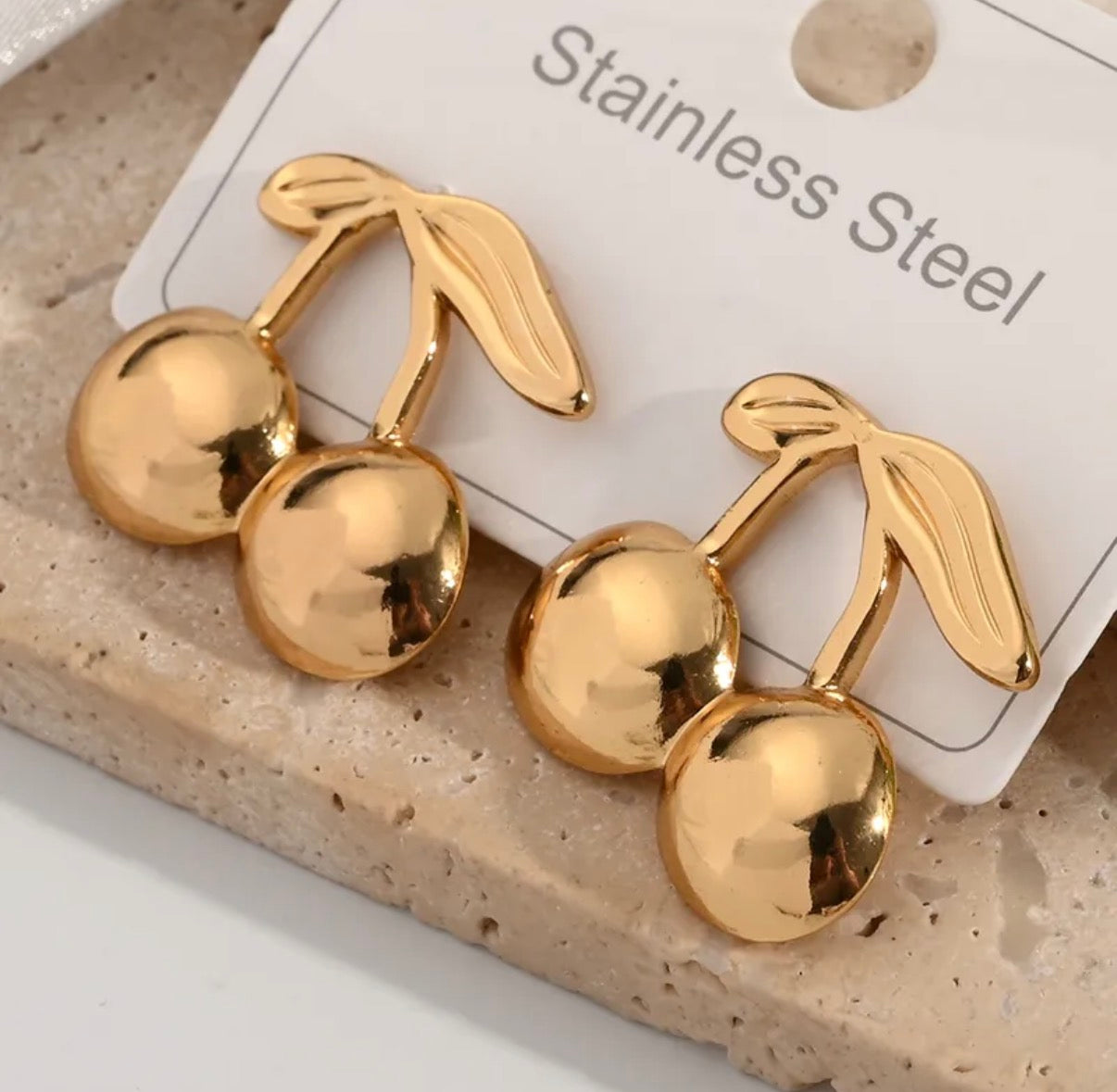 00180 Aretes Cereza Acero Inoxidable