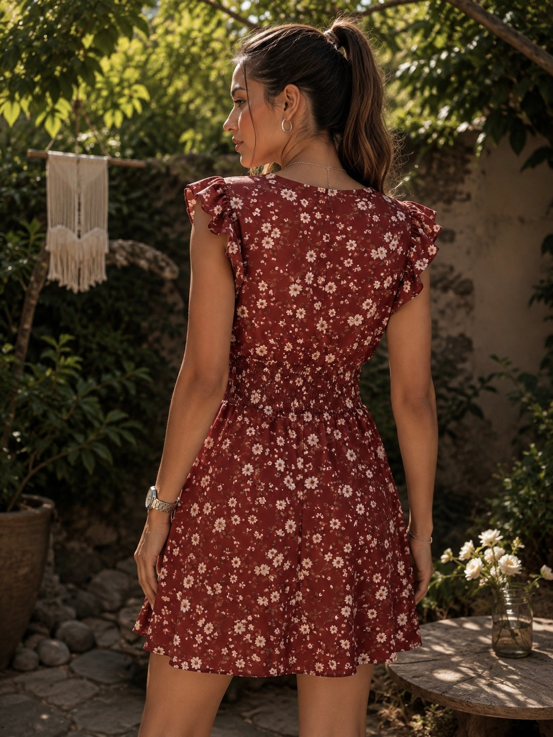 00862 Vestido Tara Flores Burgundy