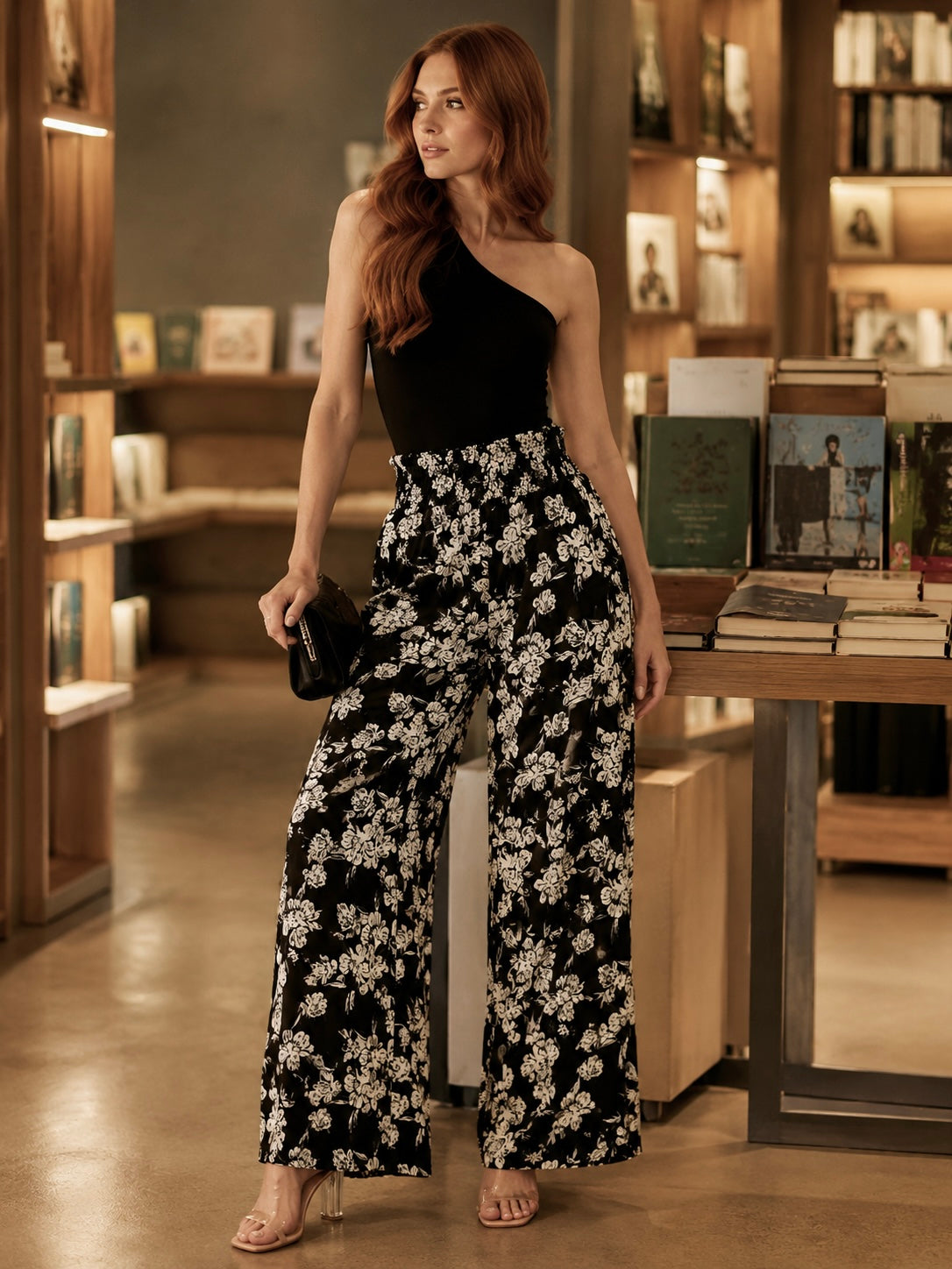 426 Palazzo Jolie Floral Negro Poliéster