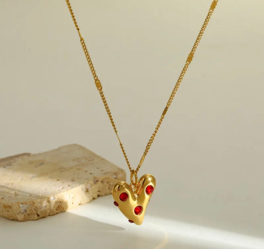 00203 Collar cora con detalle rojo de acero inoxidable