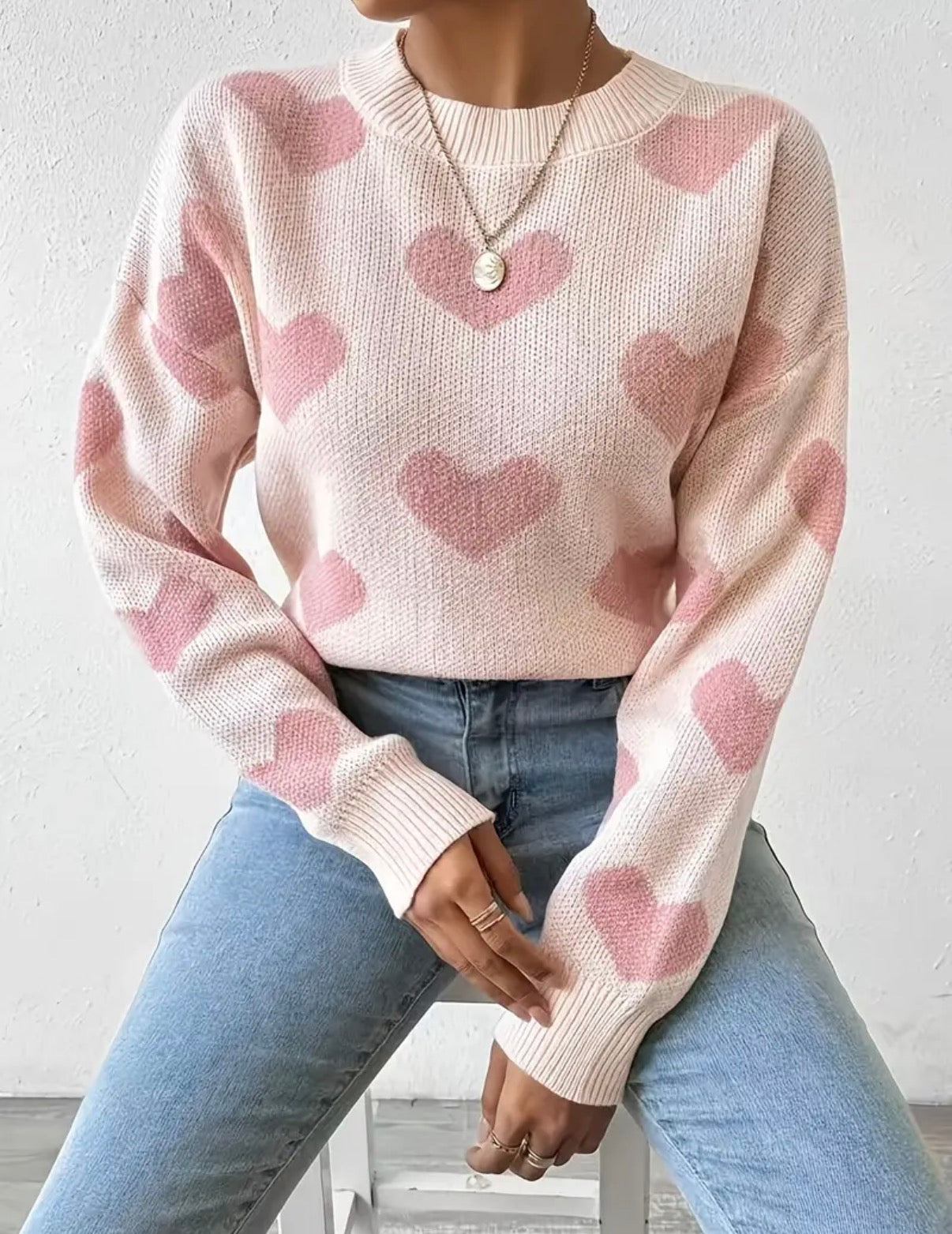 0091  Abrigo corazones rosa