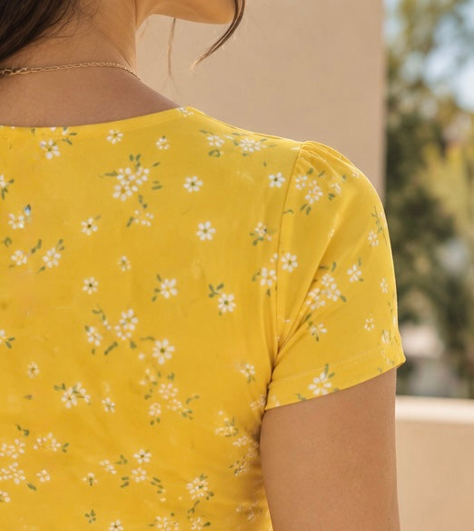 00012 Vestido Alexa con Bolsas Floral Amarillo
