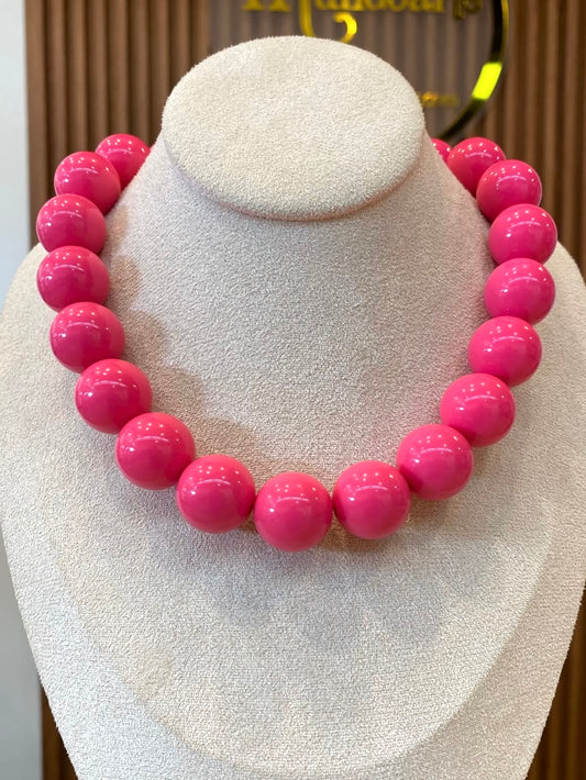 00042 Collar Bubble Gum #20 Bola Extra Grande Rosado Fuerte