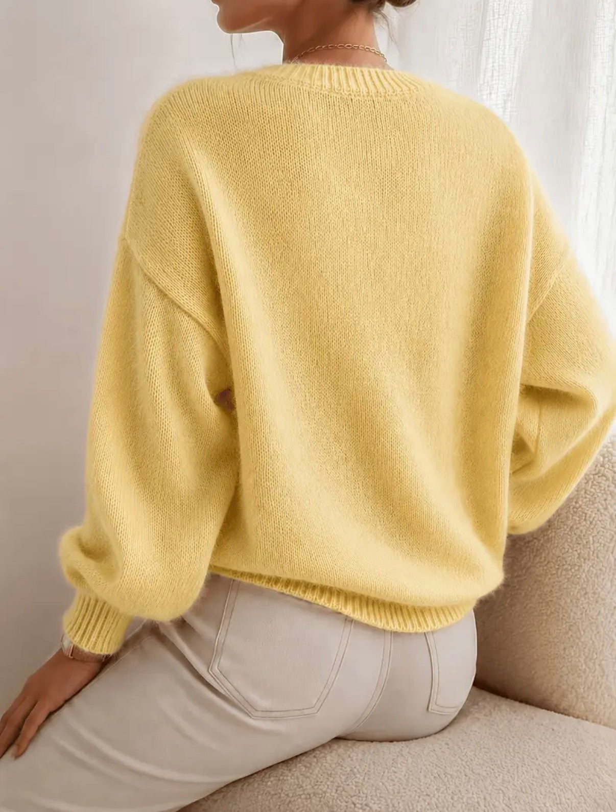 436 Abrigo tejido algodón de azúcar amarillo  ( one size )