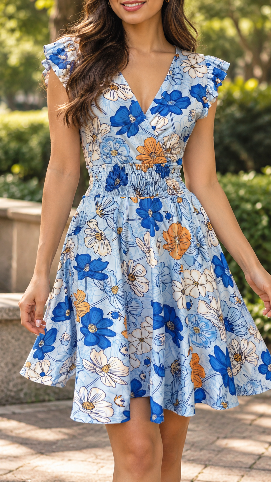 00862 Vestido Tara Flores Celeste