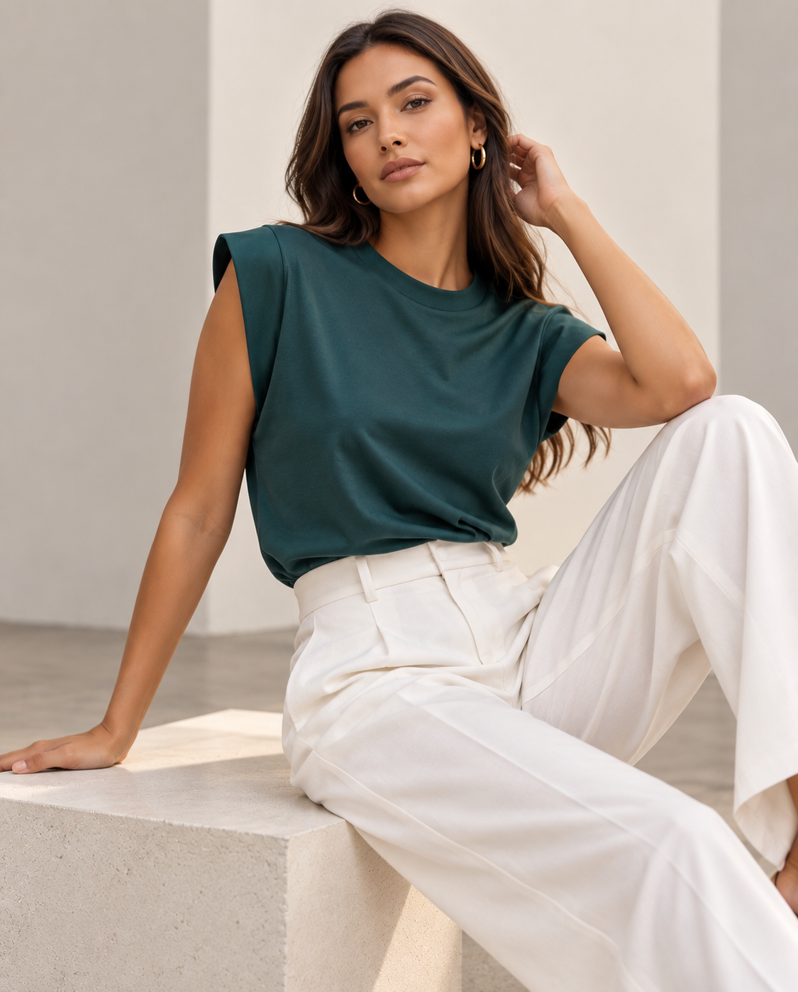 00102 Blusa Mindi Color Verde Esmeralda