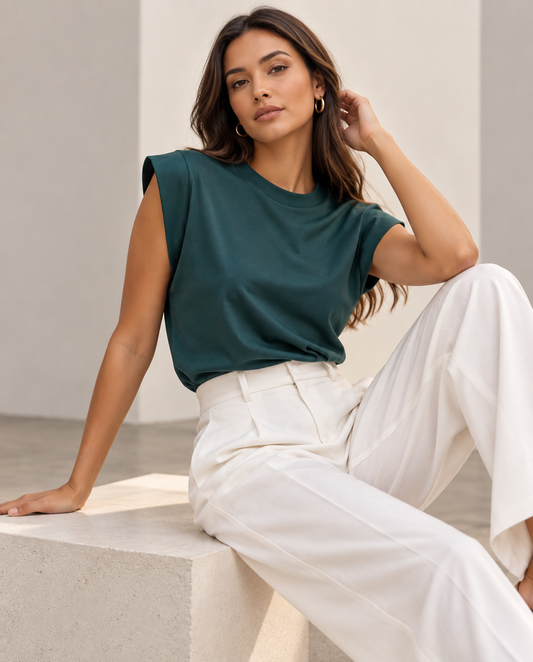00102 Blusa Mindi Color Verde Esmeralda
