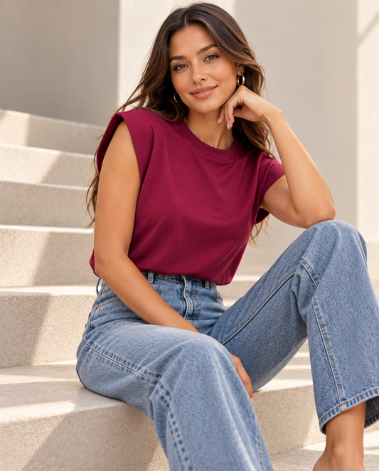 00102 Blusa Mindi Color  Vino Oscuro