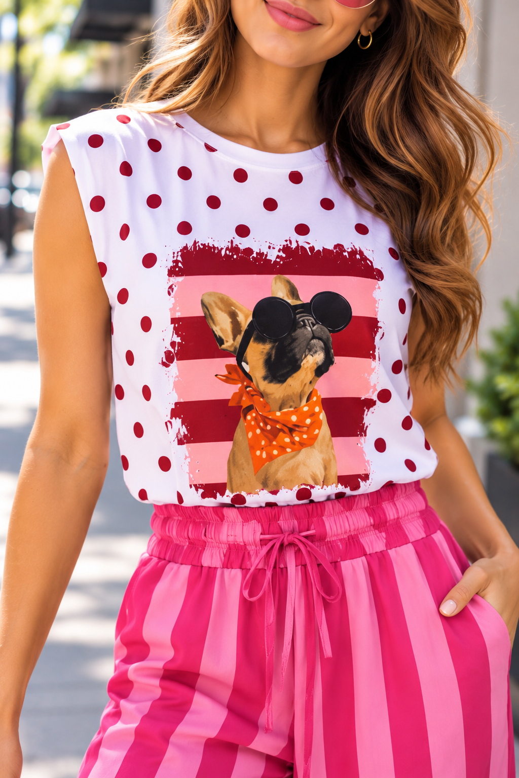 00102 Blusa Mindi Puntos y Perro