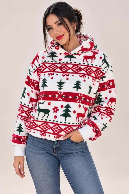 507 Abrigo Navideño Blanco Gorro