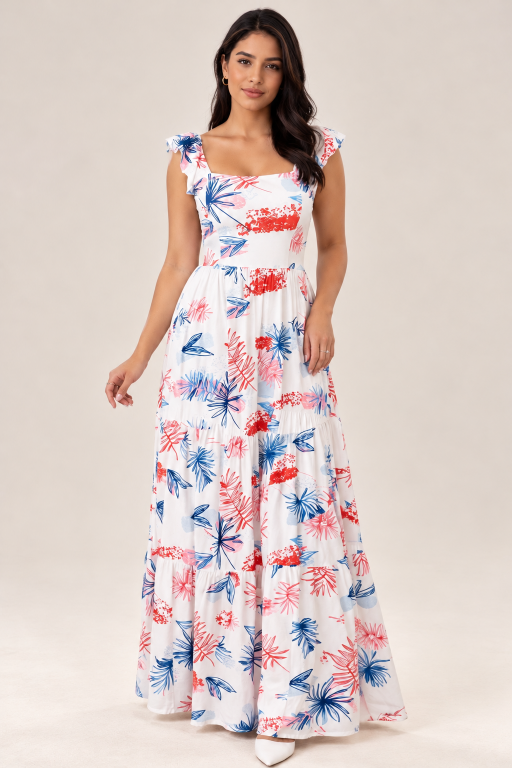 0038 Maxi Dress Eva Floral Blanco