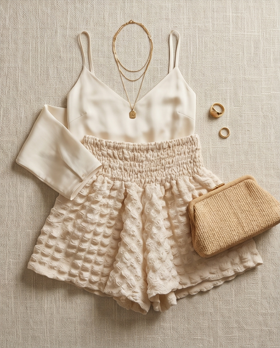 00302 Short Suri color beige estilo boho