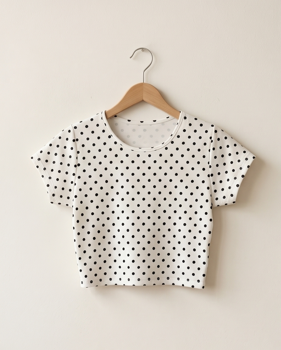 00141 Crop Top Sammy Polka D Blanca