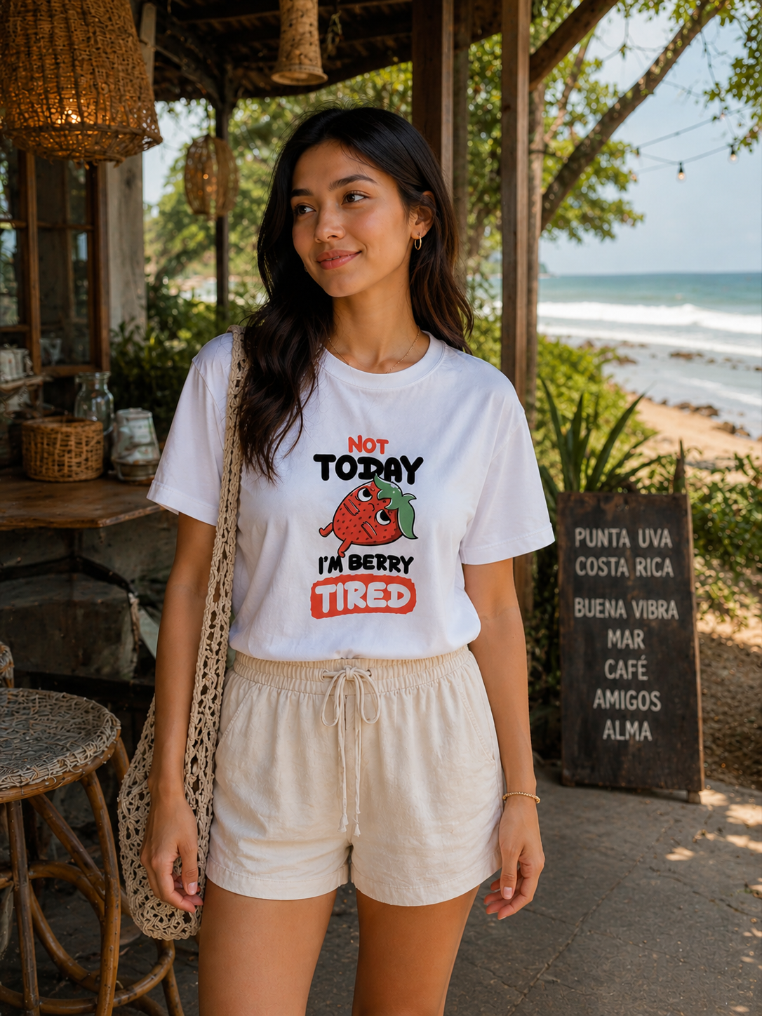 00552 Blusa Fresa 🍓 Not Today Blanca