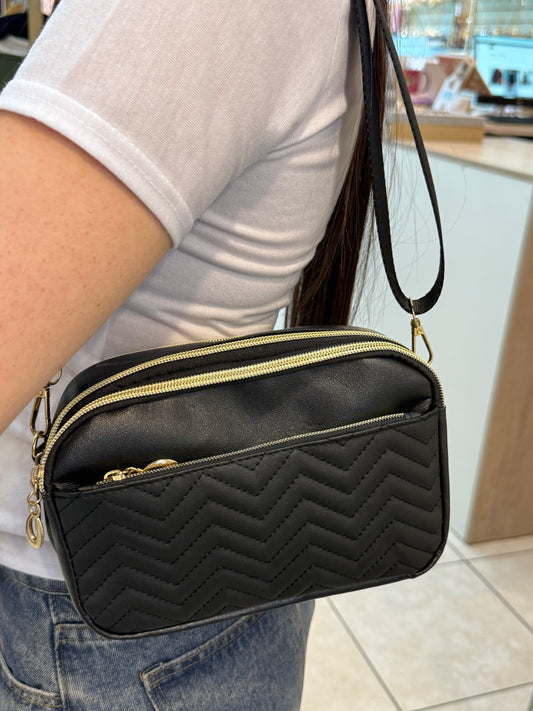 0020 Bandolera Negra 4 zipper