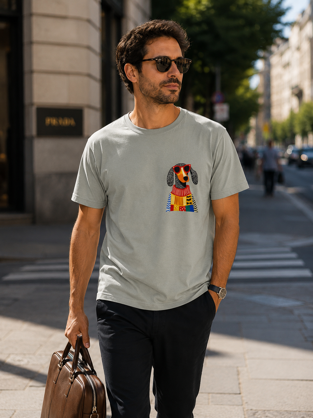 00577 Tshirt Hombre con Salchi color verde clarito ( 100% Algodón )