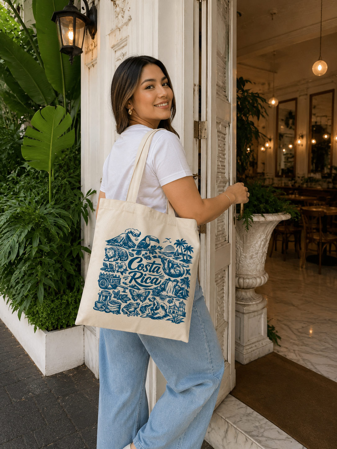 00925 Tote Bag Costa Rica Turqueza ( tela gruesa )