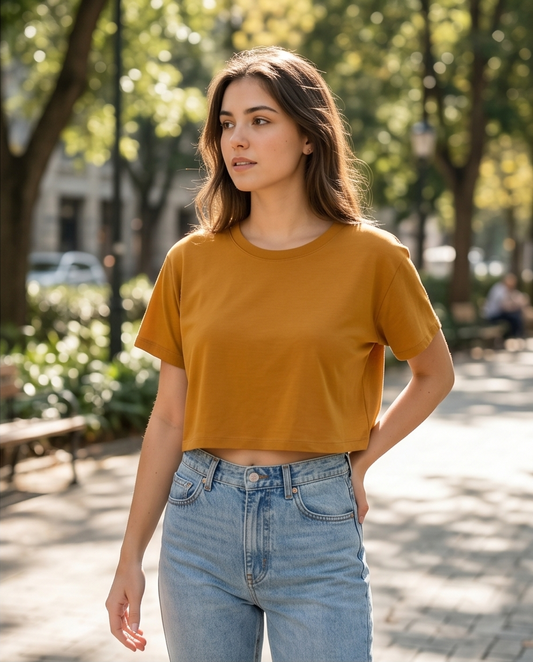 00585 Crop Top Angeline Amarillo Ocre