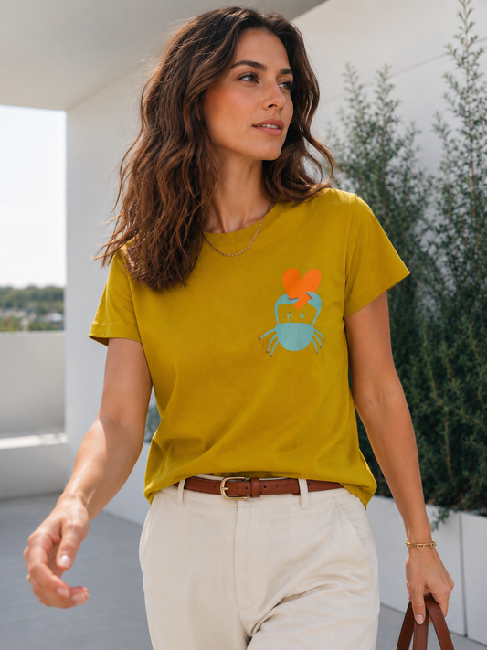 00926 Blusa Amarilla Cangrejo Corazón