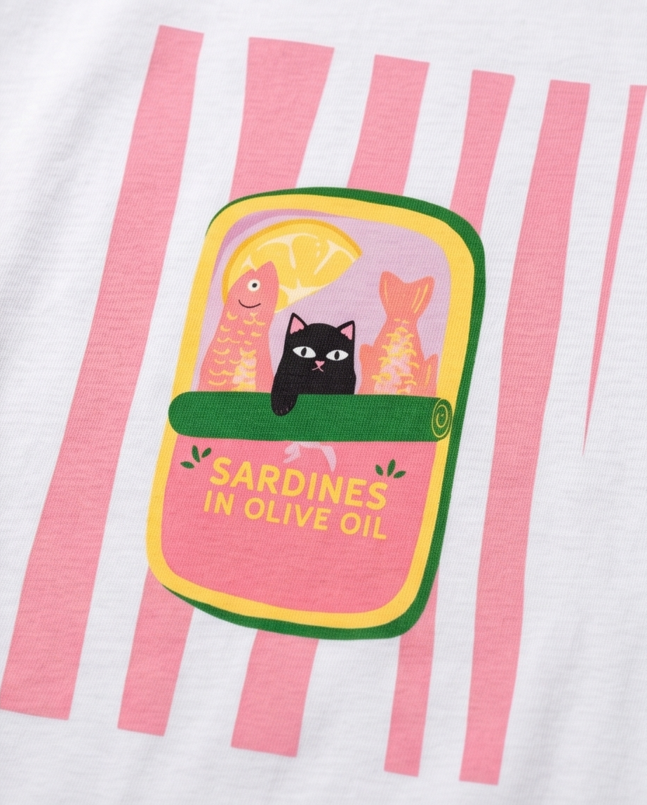 00100 Blusa Mindi Blanca Gato Sardina