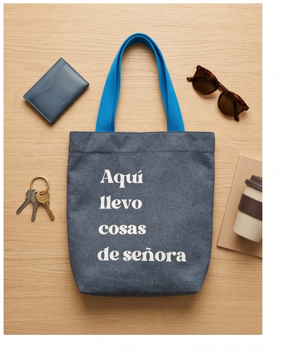 00602 Bolso HD Azul Aquí Llevo Cosas de Señora