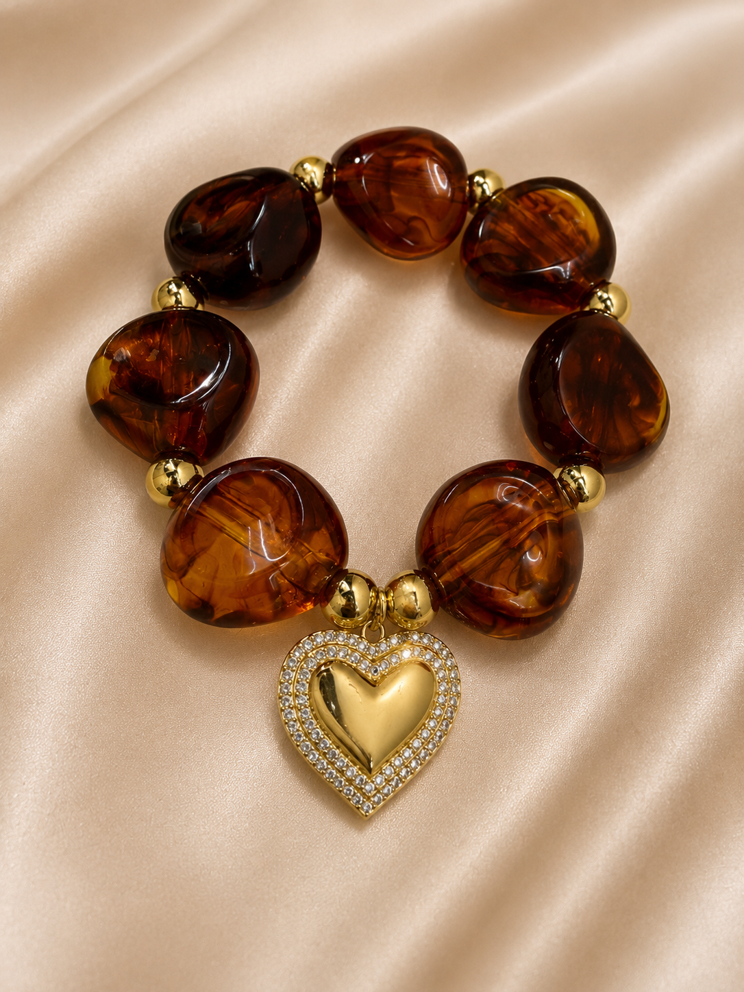 00329 Pulsera Acrílico y Acero Café