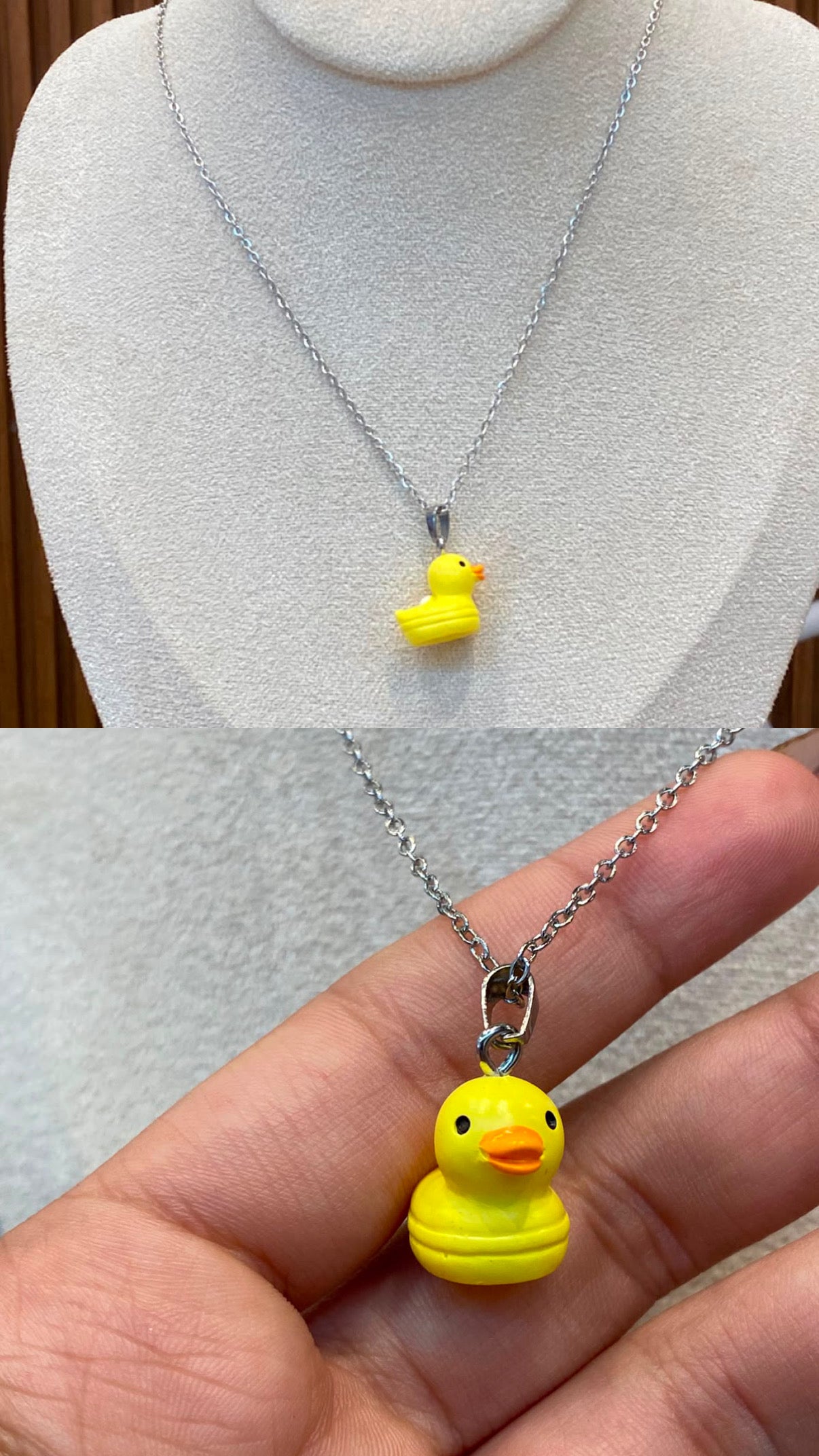 00517 Collar pato en zamak con cadena de Acero Inoxidable