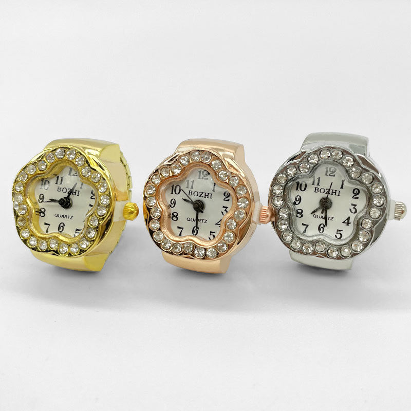 00183 Anillo Reloj Forma Flor acero inoxidable