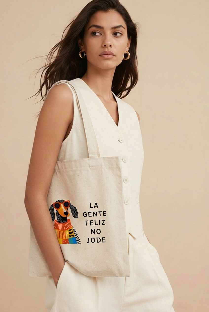 00927 Tote Bag  La Gente Feliz ( tela gruesa )