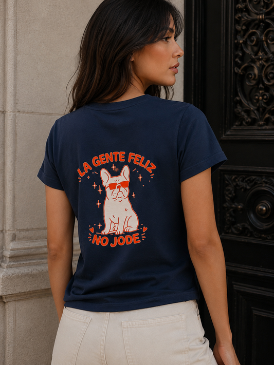 00823 Blusa La Gente Feliz ( azul oscuro ) con Perrito