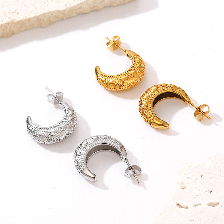 0079 Aretes Luna en acero inoxidable